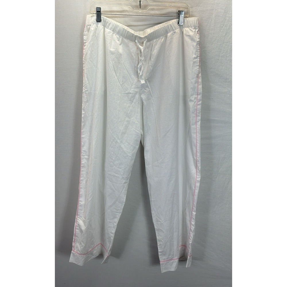 NEW Victoria's Secret White Cotton pink piped lounge Pajama Bottom pant XL Short